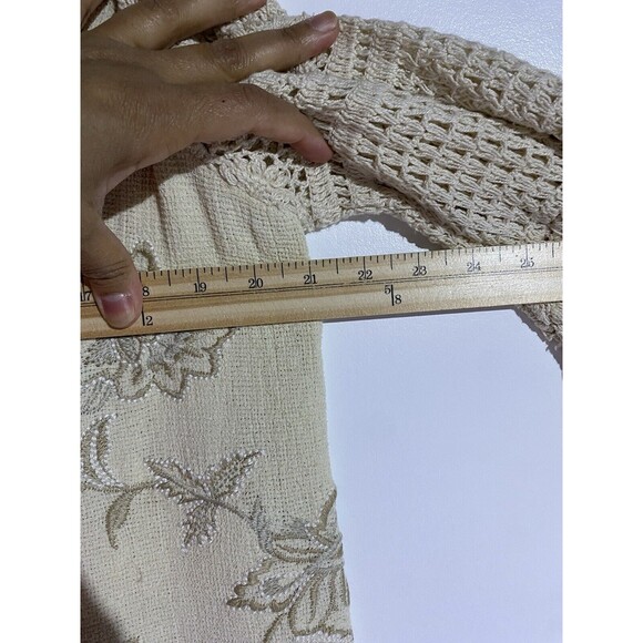 Soft Surroundings Top PXL Cream Crochet Boho Beachy Floral Embroidery Artsy - Picture 8 of 10